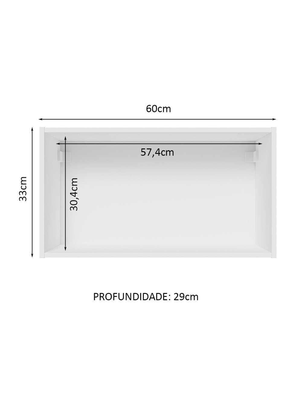 Armário Aéreo 100% MDF 60 cm 1 Porta Basculante Branco Smart Madesa