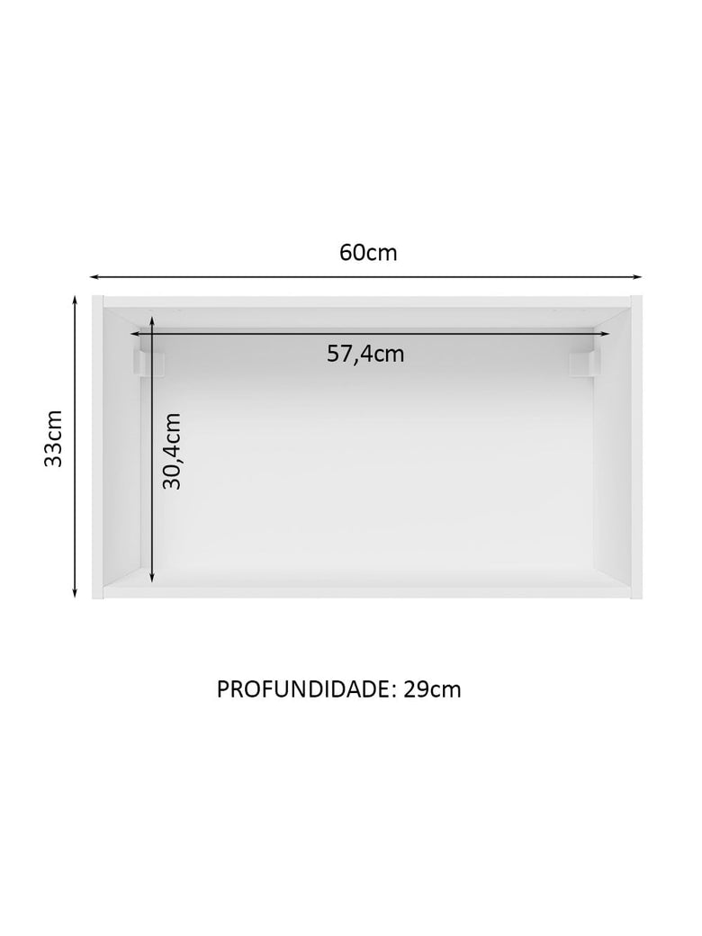 Armário Aéreo 100% MDF 60 cm 1 Porta Basculante Branco Smart Madesa