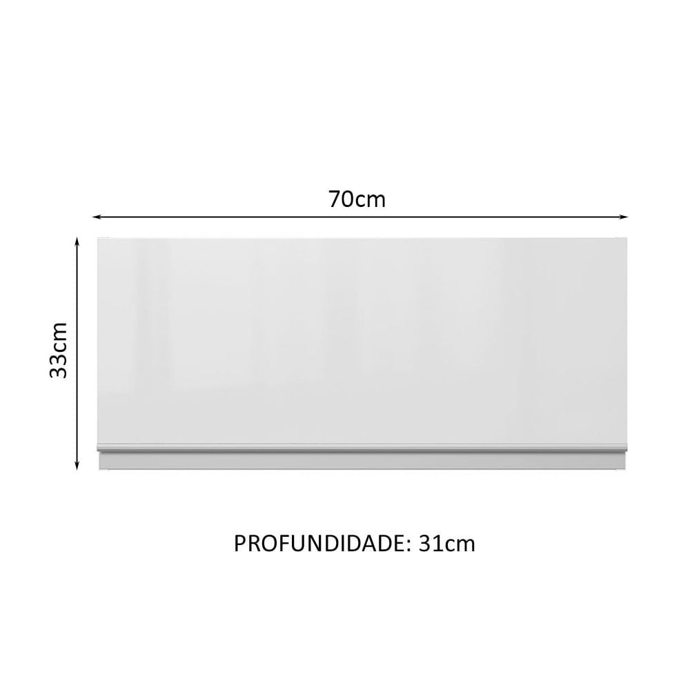 Armário Aéreo 100% MDF 70 cm 1 Porta Basculante Frente Branco Brilho Acordes Madesa - Branco Brilho