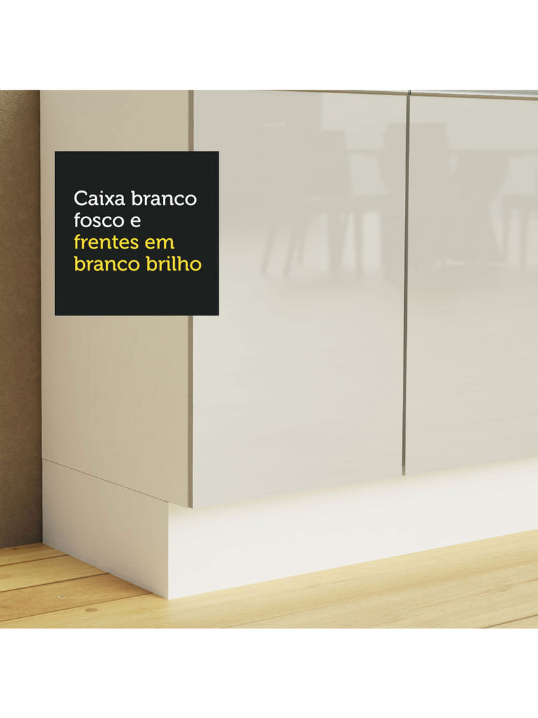 Armário Aéreo 100% MDF 70 cm 1 Porta Basculante Frente Branco Brilho Acordes Madesa