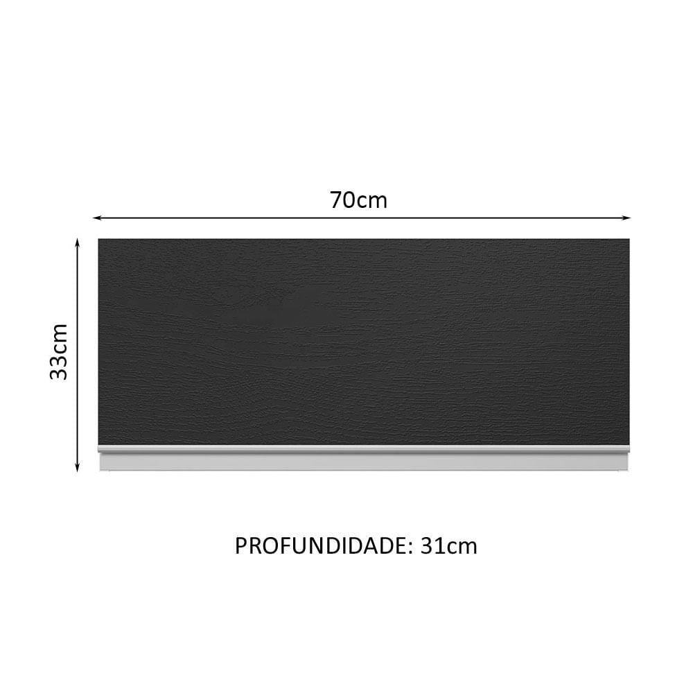Armário Aéreo 100% MDF 70 cm 1 Porta Basculante Branco/Preto Acordes Madesa - Branco/Preto