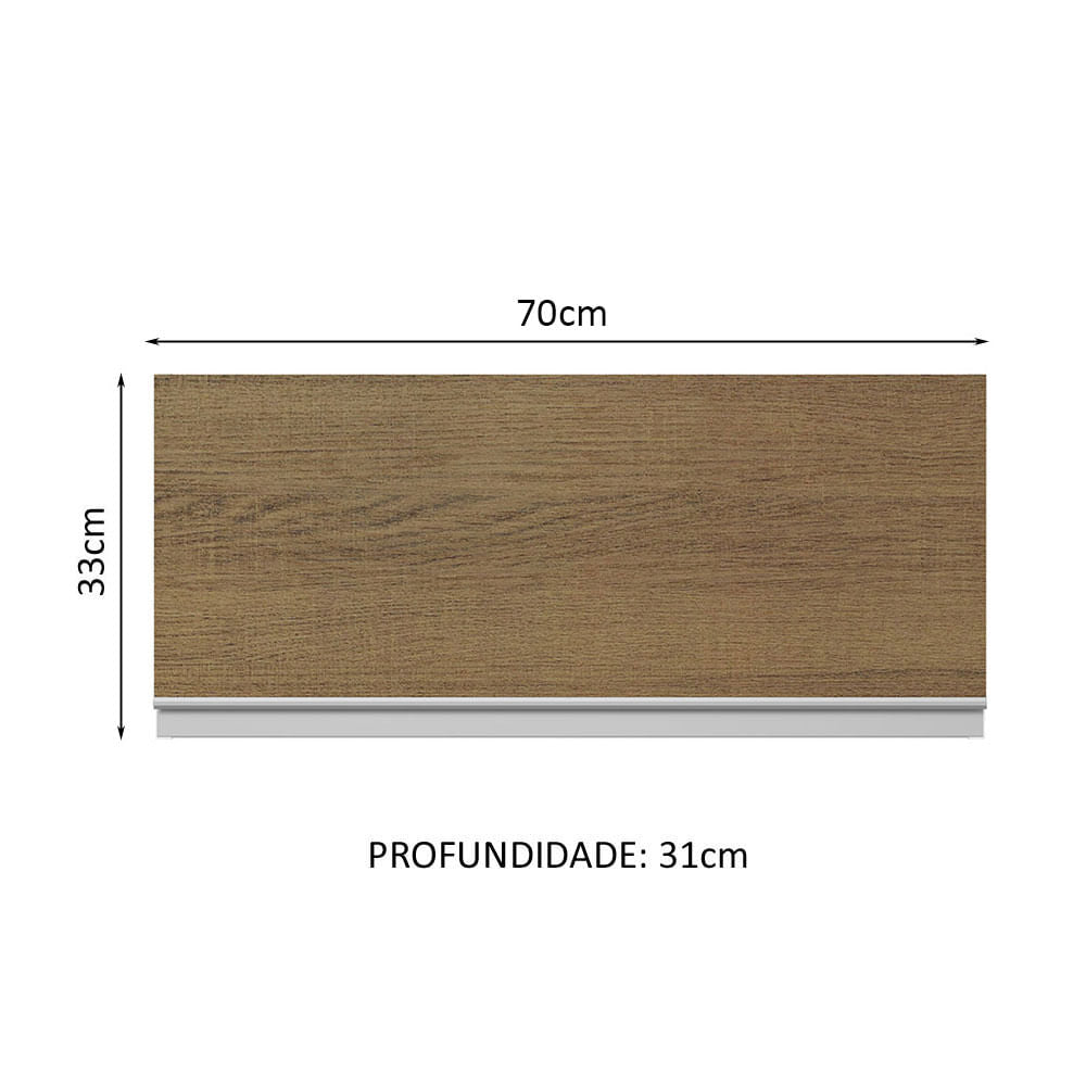 Armário Aéreo 100% MDF 70 cm 1 Porta Basculante Branco/Rustic Acordes Madesa - Branco/Rustic