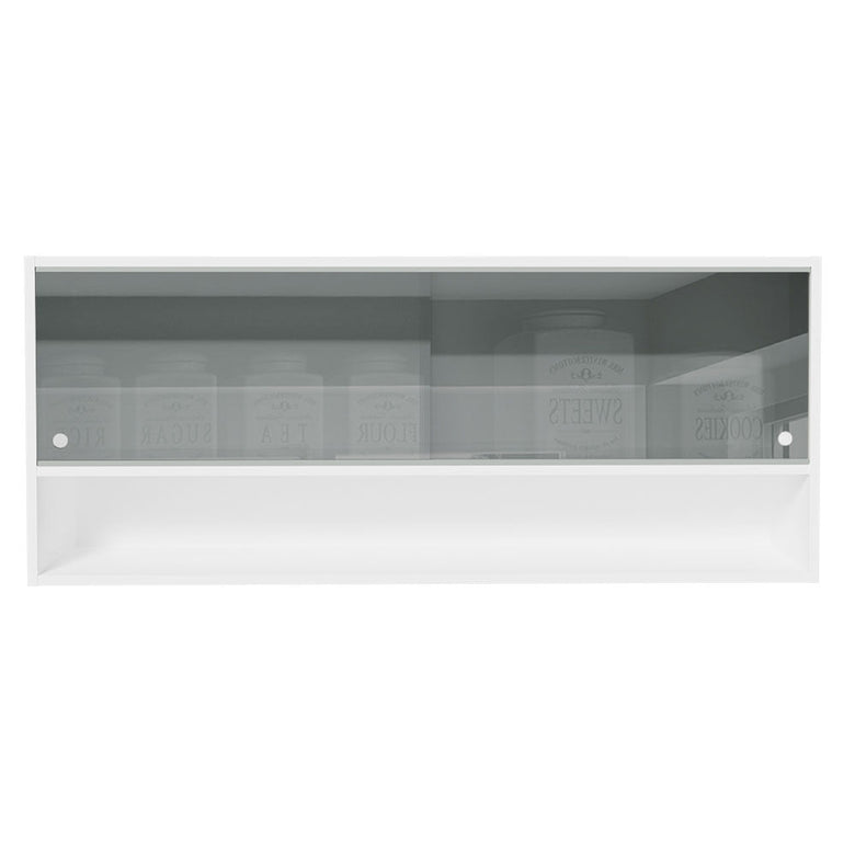 Armário Aéreo 120cm 2 Portas Correr Vidro Neutral 1 Nicho Branco para Cozinhas Glamy, Lux e Reims Madesa