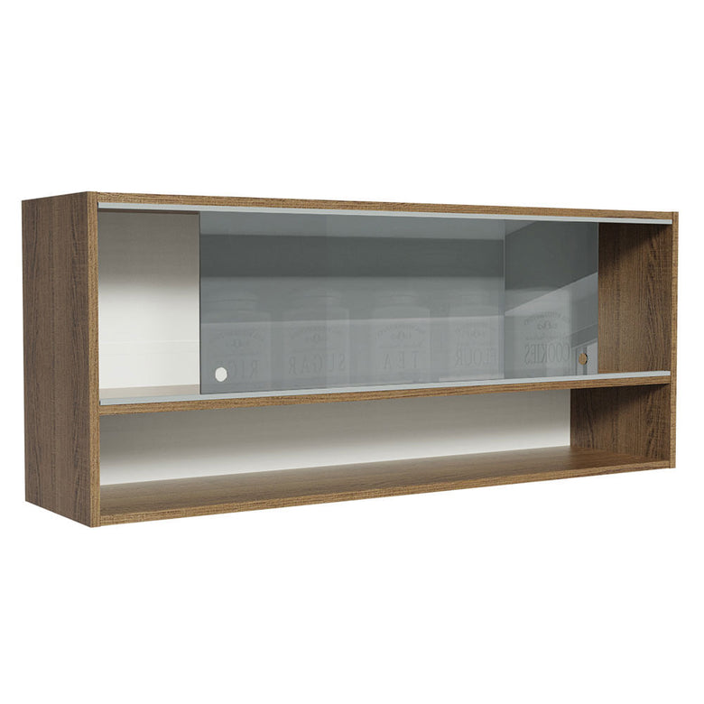 Armário Aéreo 120cm 2 Portas Correr Vidro Neutral 1 Nicho Rustic para Cozinhas Glamy, Lux e Reims Madesa