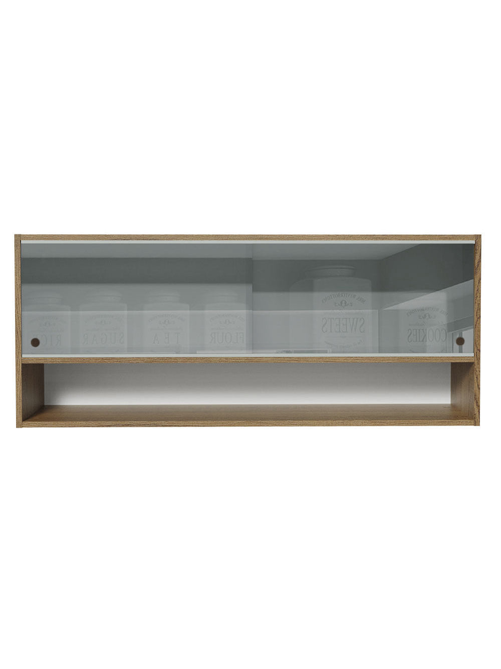 Armário Aéreo 120cm 2 Portas Correr Vidro Neutral 1 Nicho Rustic para Cozinhas Glamy, Lux e Reims Madesa
