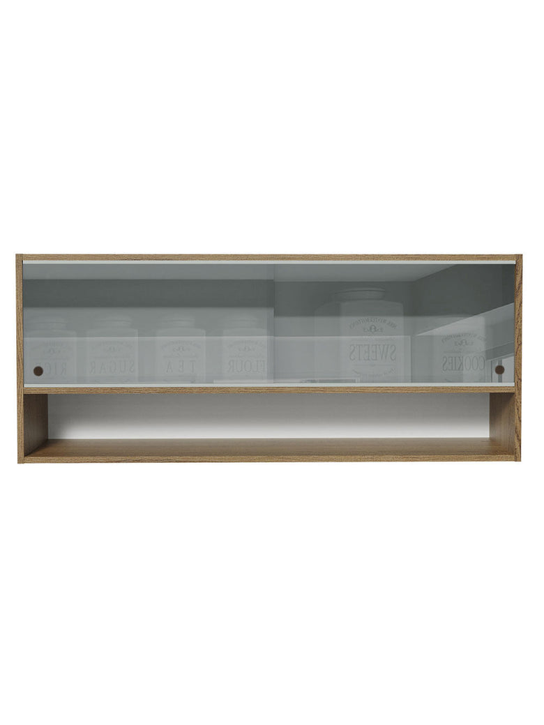 Armário Aéreo 120cm 2 Portas Correr Vidro Neutral 1 Nicho Rustic para Cozinhas Glamy, Lux e Reims Madesa