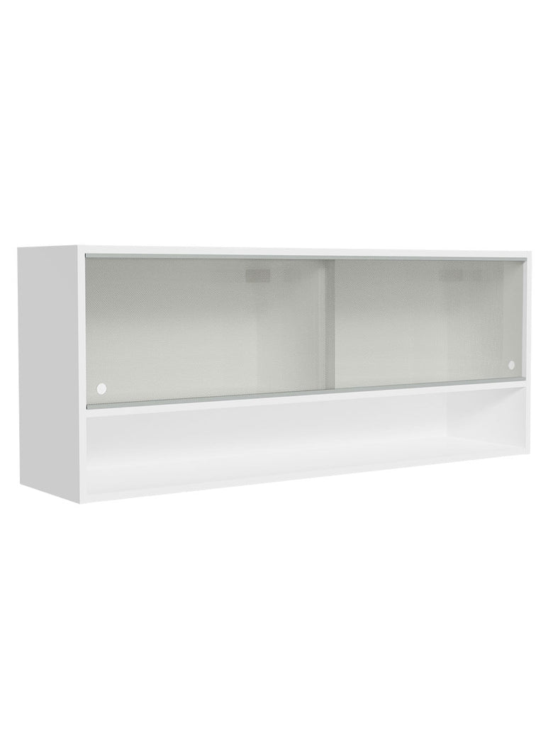 Armário Aéreo 120cm 2 Portas Correr Vidro Pontilhado 1 Nicho Branco para Cozinhas Glamy, Lux e Reims Madesa