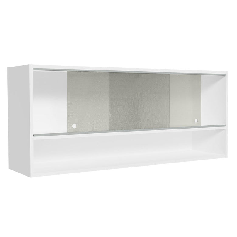 Armário Aéreo 120cm 2 Portas Correr Vidro Pontilhado 1 Nicho Branco para Cozinhas Glamy, Lux e Reims Madesa