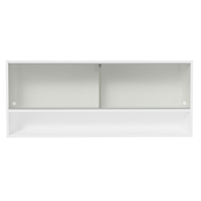 Armário Aéreo 120cm 2 Portas Correr Vidro Pontilhado 1 Nicho Branco para Cozinhas Glamy, Lux e Reims Madesa