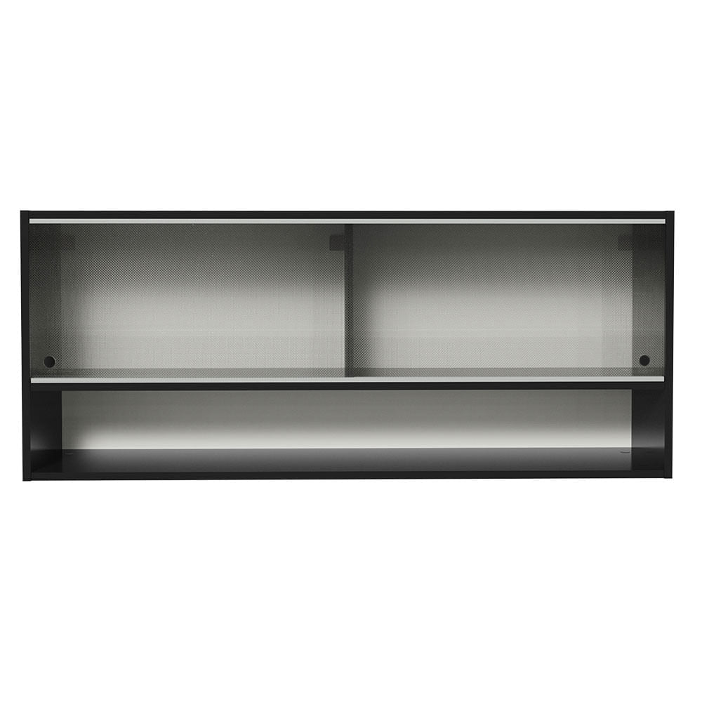 Armário Aéreo 120cm 2 Portas Correr Vidro Pontilhado 1 Nicho Preto Reims Madesa