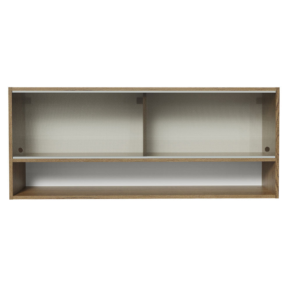 Armário Aéreo 120cm 2 Portas Correr Vidro Pontilhado 1 Nicho Rustic para Cozinhas Glamy, Lux e Reims Madesa