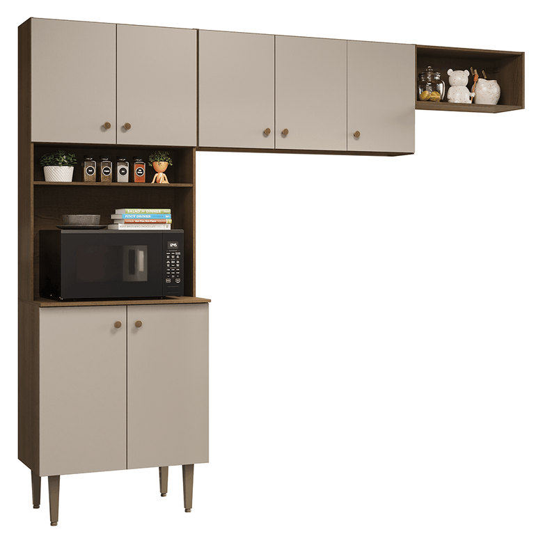 Armário de Cozinha Compacta 235cm Rustic/Crema Gourmet Madesa XB03