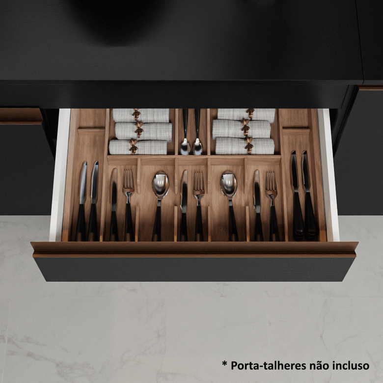 Armário de Cozinha Compacta 190cm Preto Reims Madesa 07
