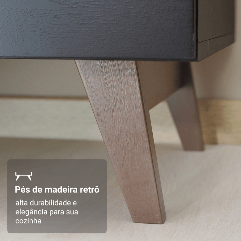 Armário de Cozinha Compacta 190cm Preto Reims Madesa 07
