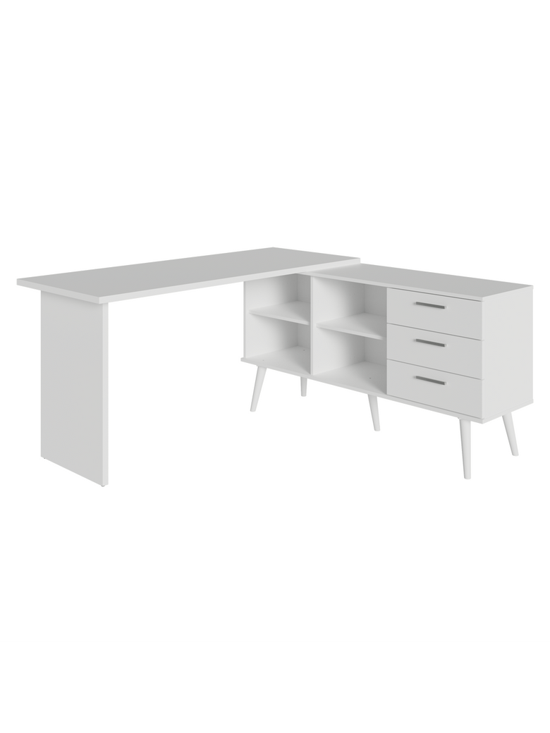 Escrivaninha Penteadeira de Canto 3 Gavetas Branco Madesa