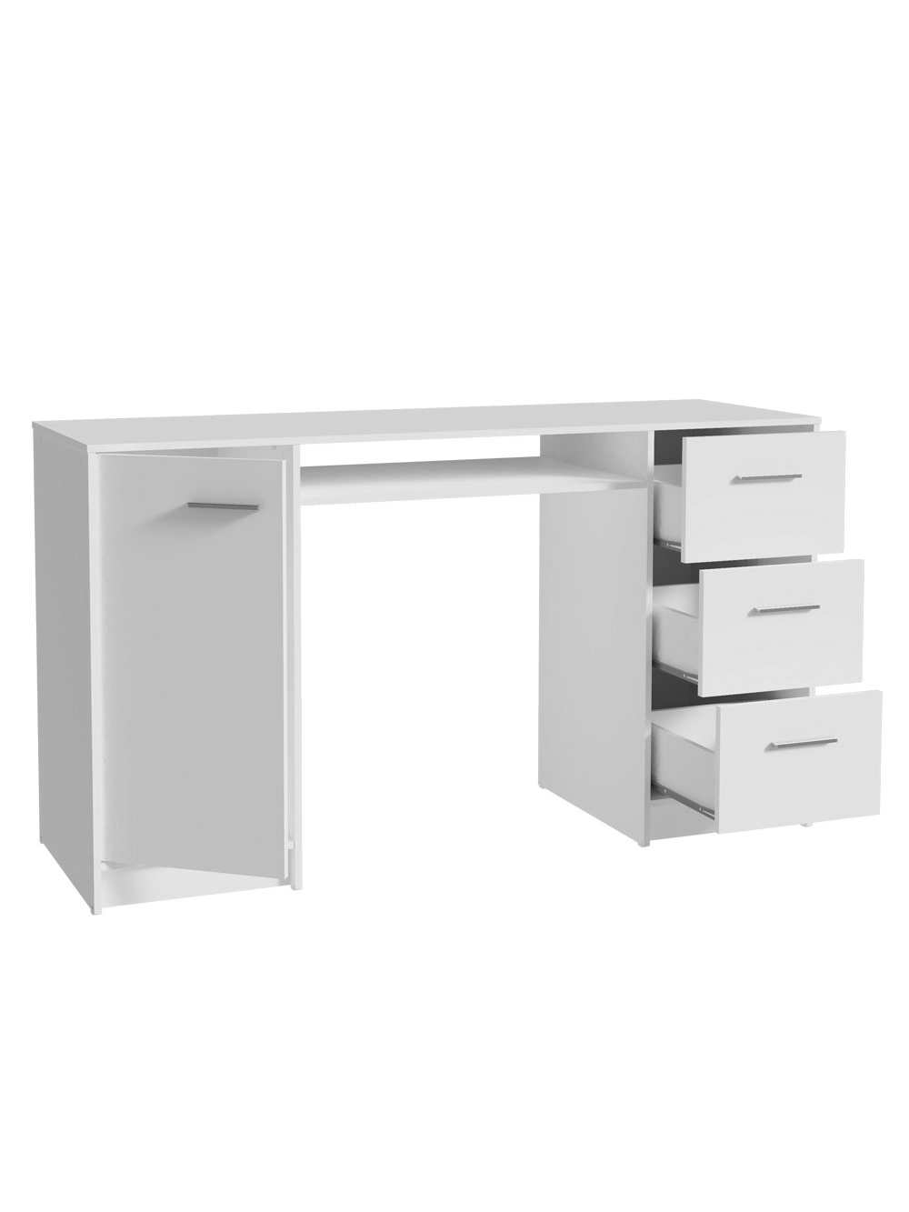 Escrivaninha Penteadeira 136cm 1 Porta 3 Gavetas Branco Madesa