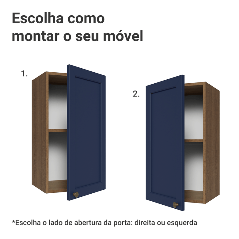 Armário Aéreo 35 cm 1 Porta Rustic/Azul Vik Madesa