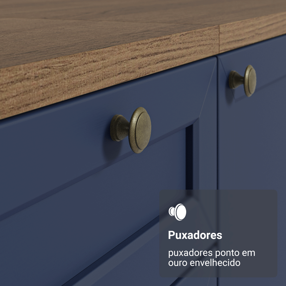 Armário Aéreo 35 cm 1 Porta Rustic/Azul Vik Madesa