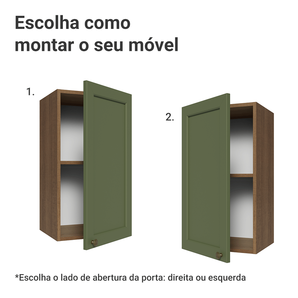 Armário Aéreo 35 cm 1 Porta Rustic/Verde Vik Madesa