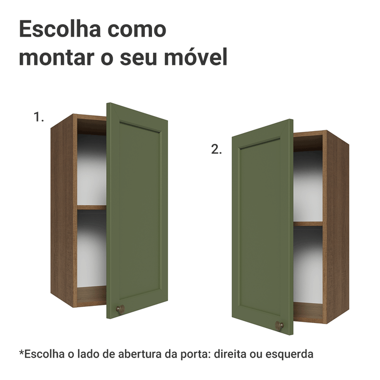 Armário Aéreo 35 cm 1 Porta Rustic/Verde Vik Madesa