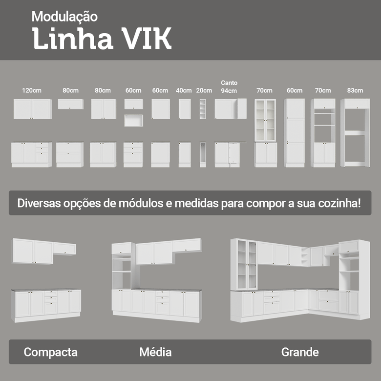 Armário Aéreo 40 cm 1 Porta Branco Vik Madesa