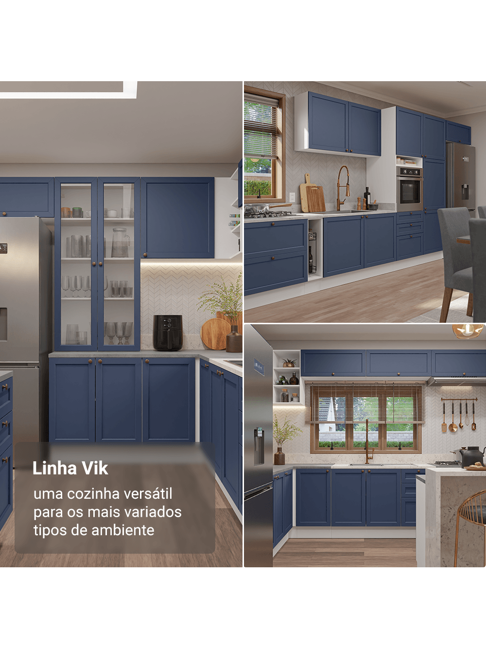 Armário Aéreo 60 cm 1 Porta Branco/Azul Vik Madesa