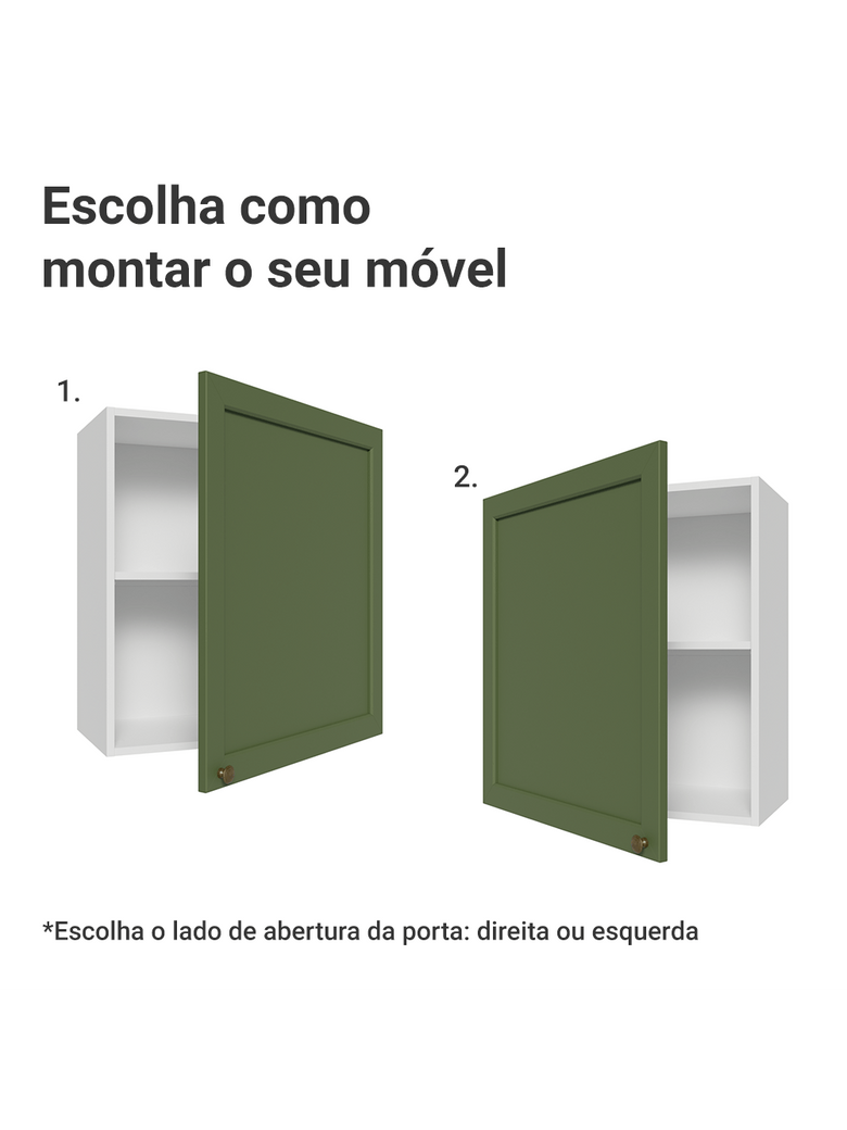 Armário Aéreo 60 cm 1 Porta Branco/Verde Vik Madesa