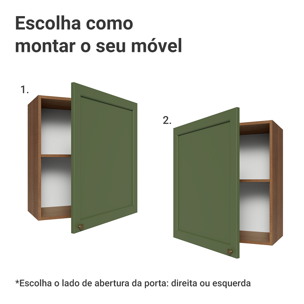 Armário Aéreo 60 cm 1 Porta Rustic/verde Vik Madesa