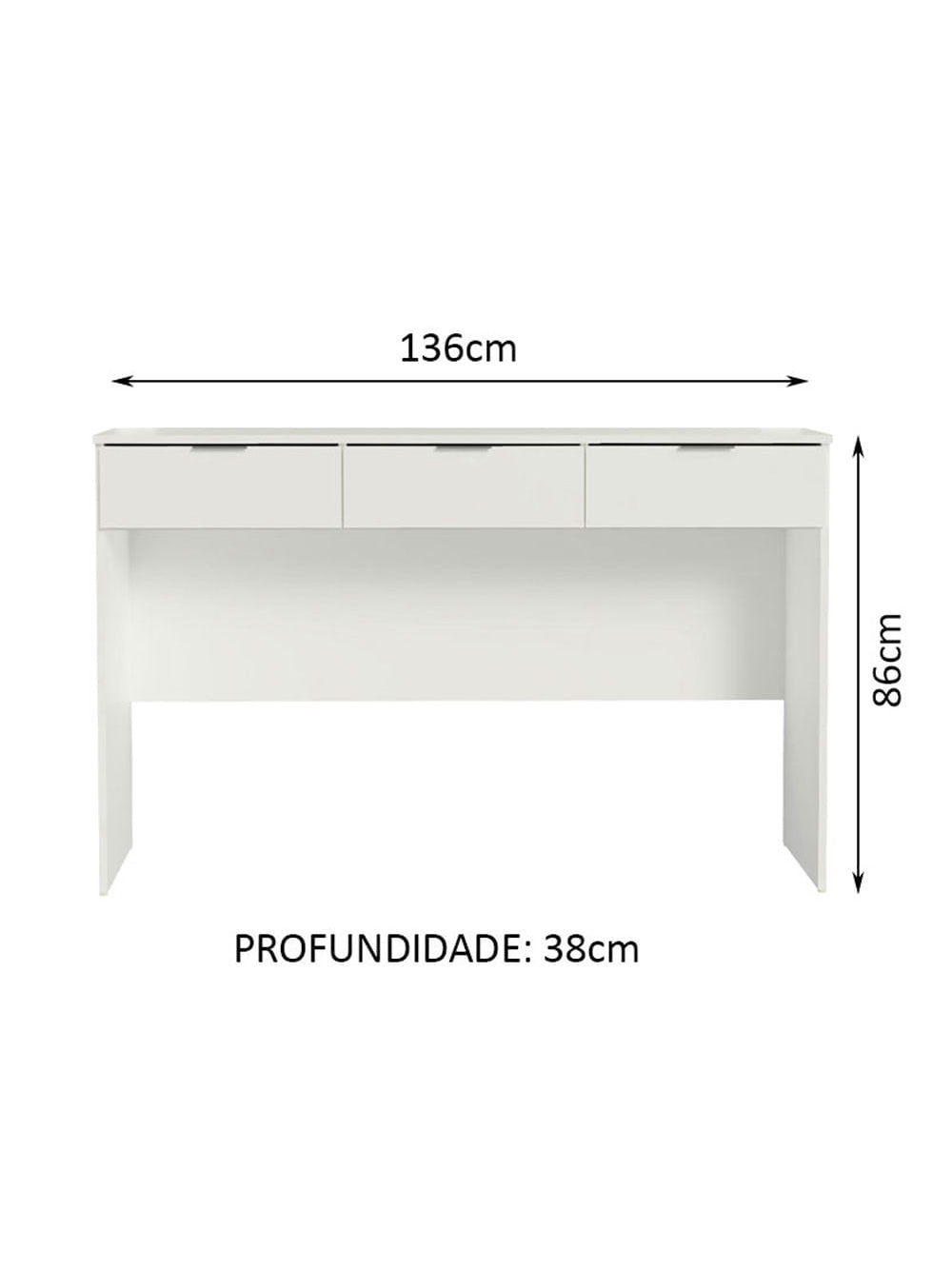 Penteadeira Madesa Camarim Carly com 3 Gavetas (Sem Painel) Branco