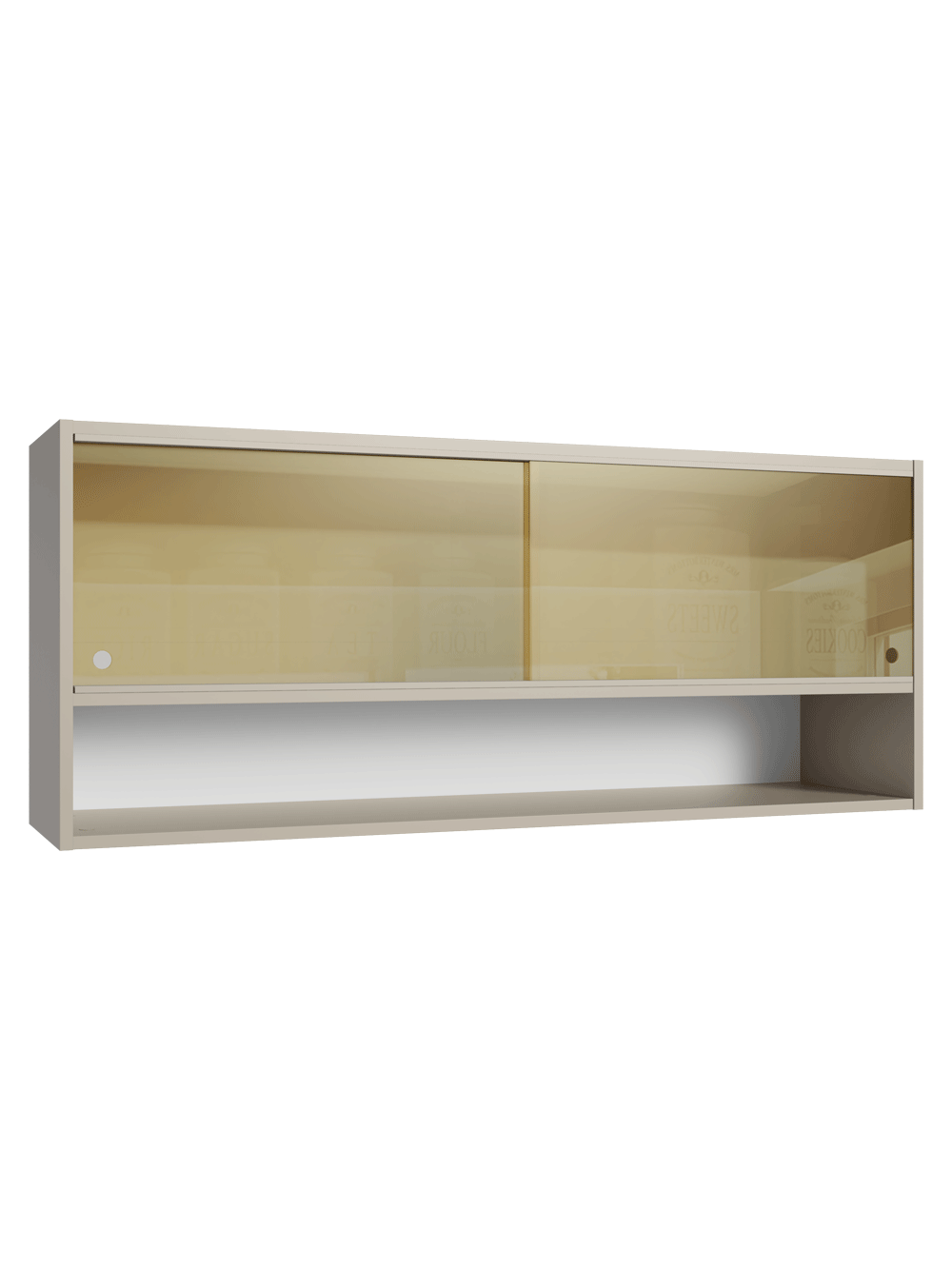 Armário Aéreo 2 Portas de Correr de Vidro Reflex e 1 Nicho Crema Nice Madesa - Crema