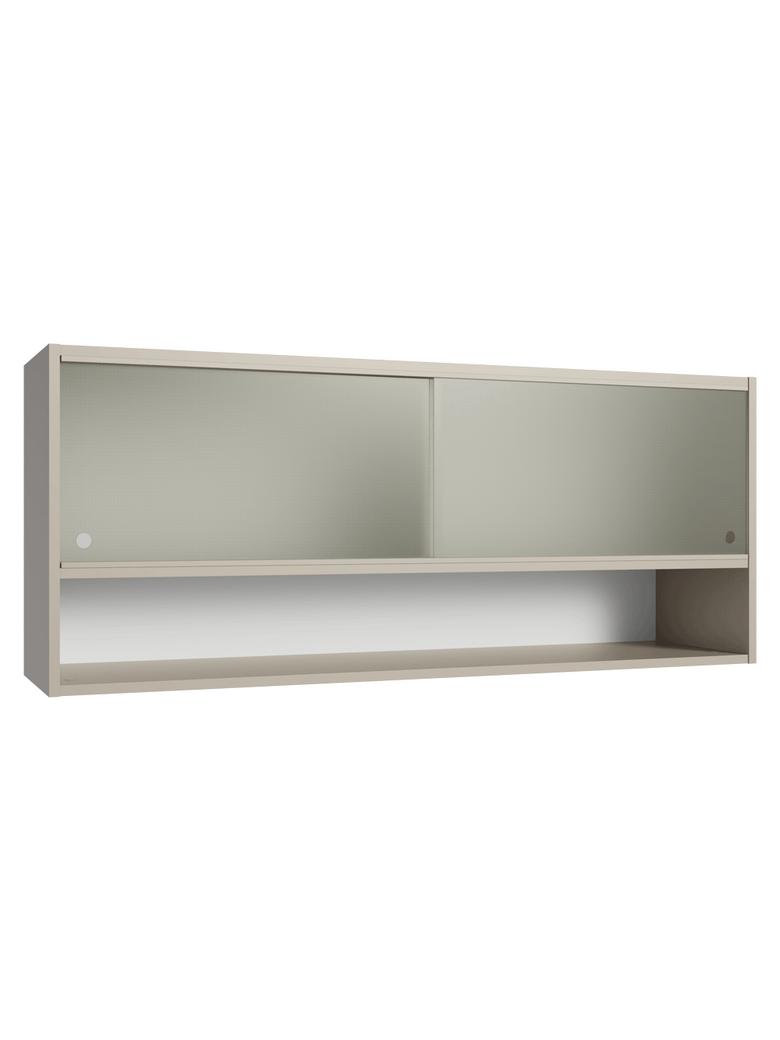 Armário Aéreo 2 Portas de Correr de Vidro Pontilhado e 1 Nicho Crema Nice Madesa