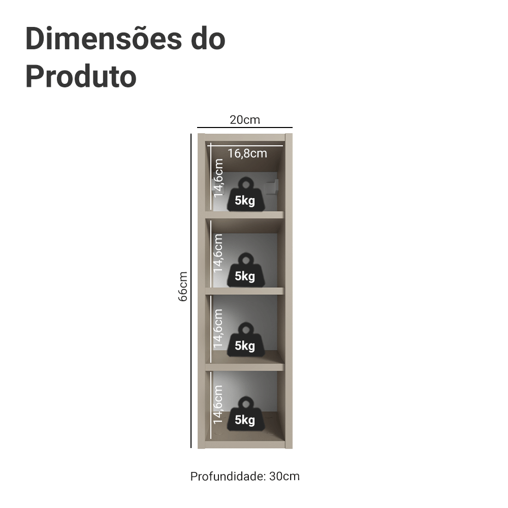 Adega 20 cm com 4 Nichos Crema Nice Madesa
