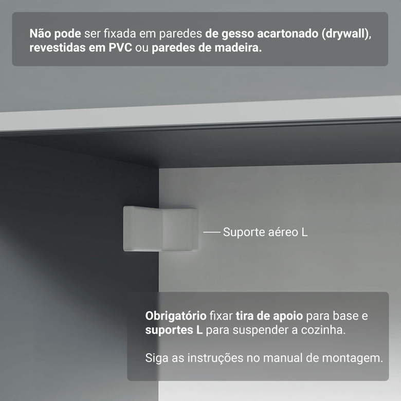 Armário de Cozinha Compacta 120 cm Suspensa Cinza Nice Madesa 06