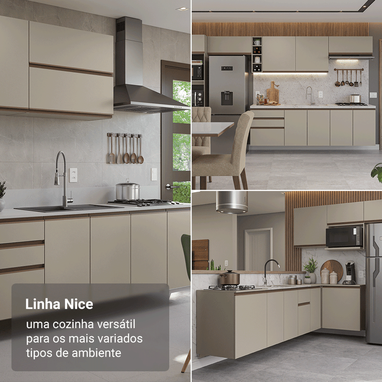 Armário de Cozinha Compacta 120 cm Suspensa Crema Nice Madesa 06