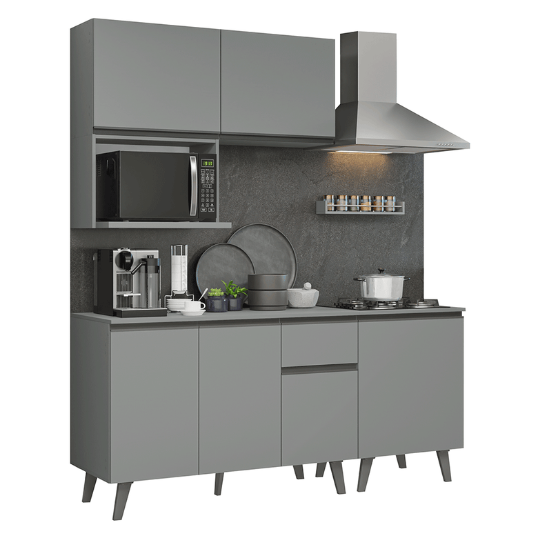 Armário de Cozinha Compacta 180 cm Cinza Nice Madesa 02