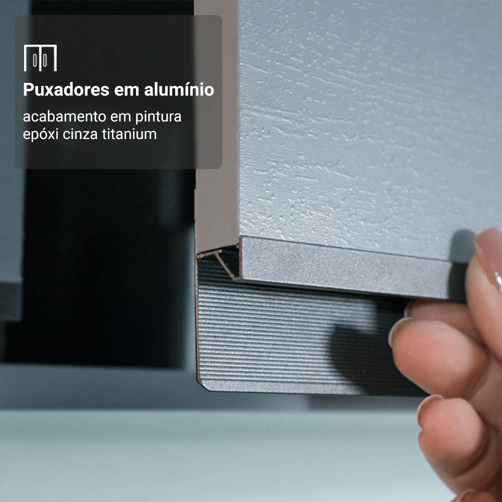 Armário de Cozinha Compacta 180 cm Suspensa Cinza Nice Madesa 03