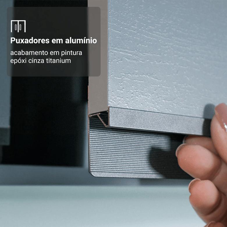 Armário de Cozinha Compacta 180 cm Suspensa Cinza Nice Madesa 03