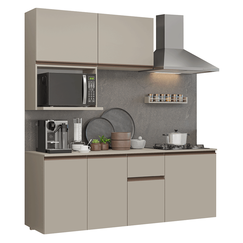 Armário de Cozinha Compacta 180 cm Suspensa Crema Nice Madesa 03