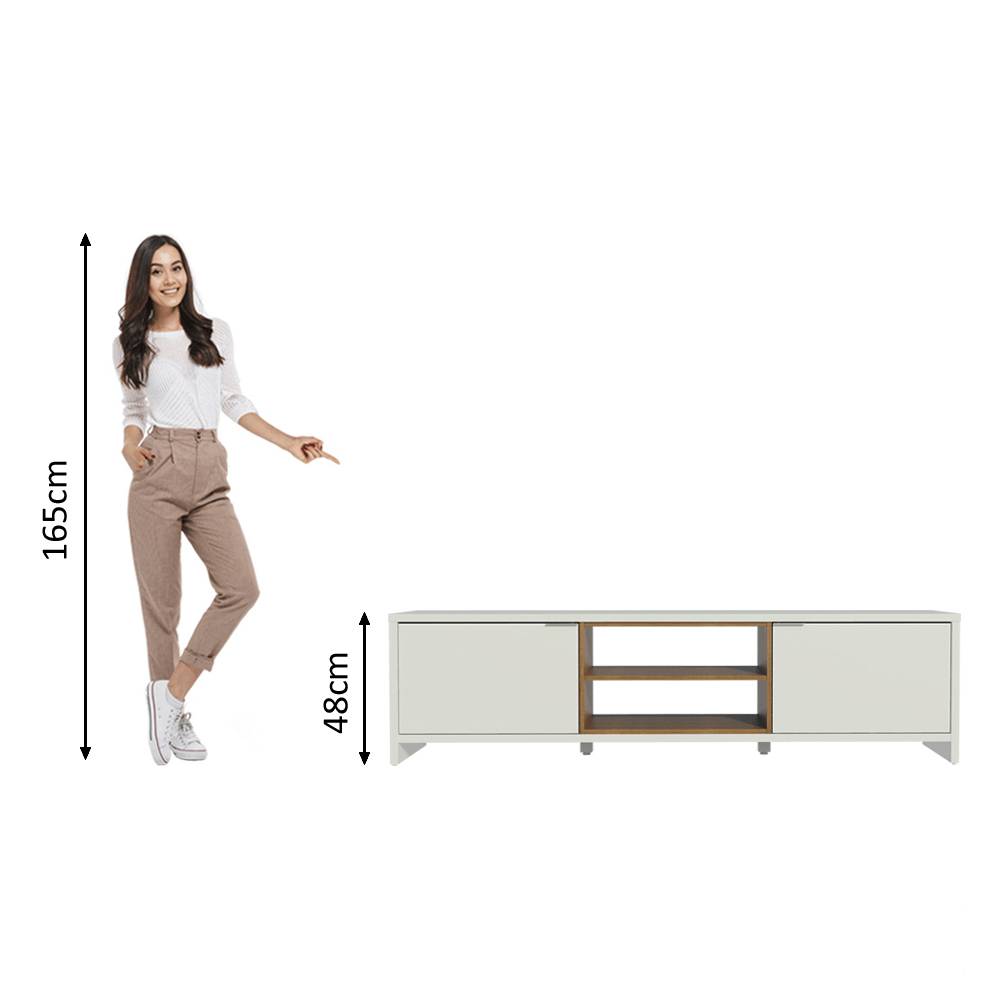 Rack para TV até 80 Polegadas 180cm 2 Portas Branco/Rustic Linz Madesa