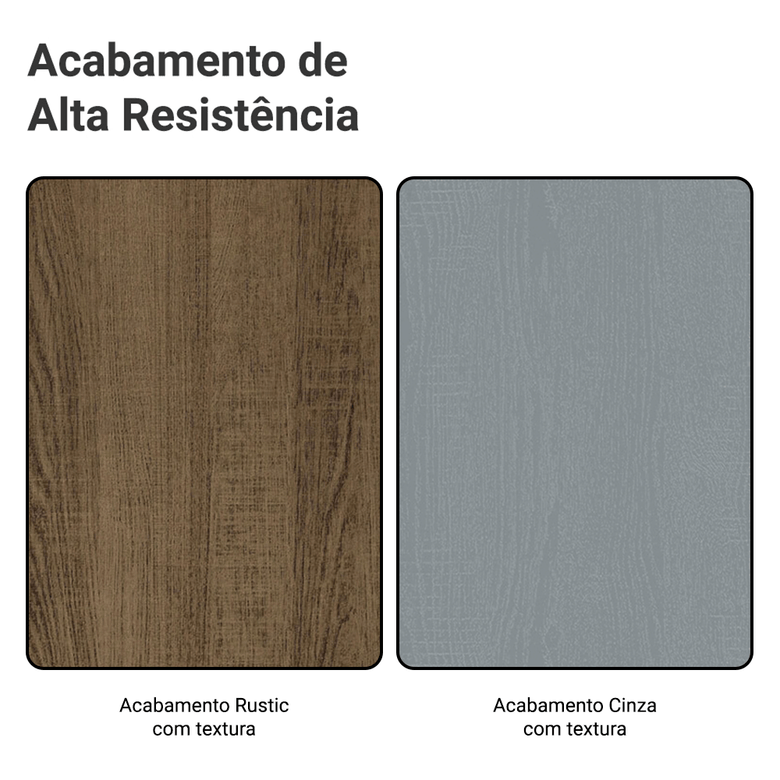 Guarda-Roupa Casal com Pés 3 Portas de Correr de Espelho Rustic/Cinza Reno Madesa