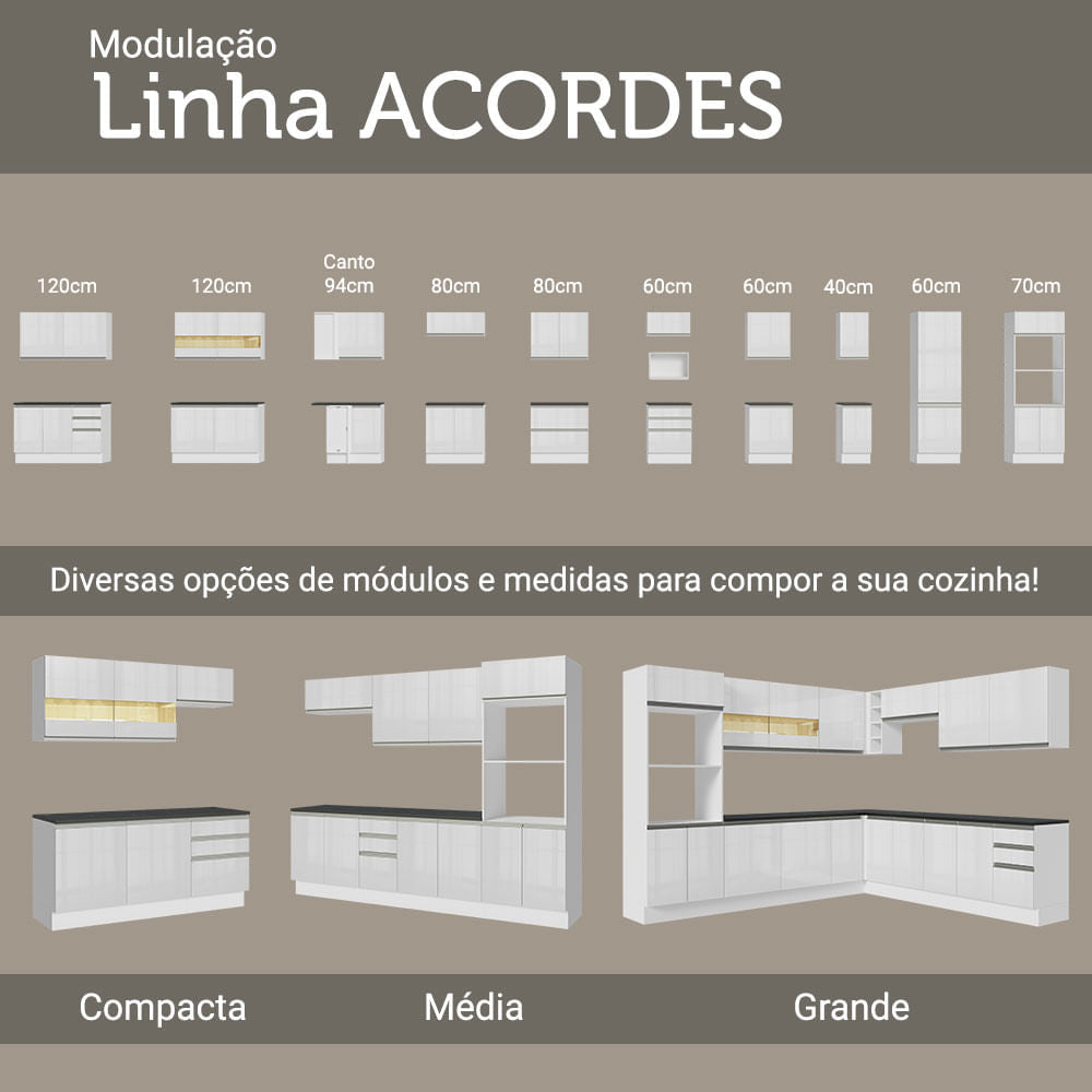 Adega Madesa Acordes 100% MDF 20 cm Branco