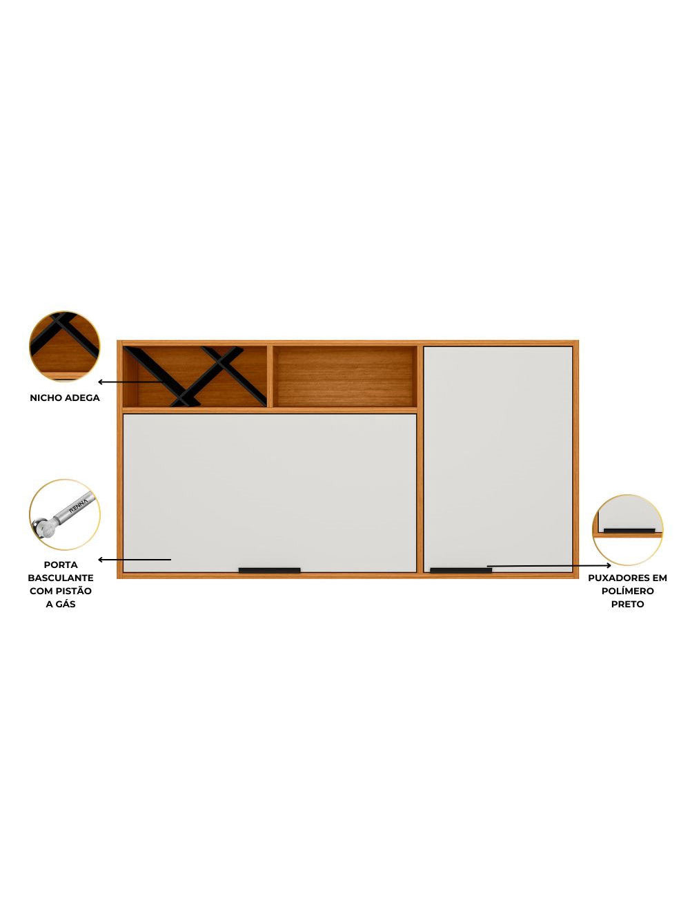 Cozinha Modulada Ravena 6 Peças 15 Portas com Paneleiro Duplo e Cristaleira Poliman Móveis