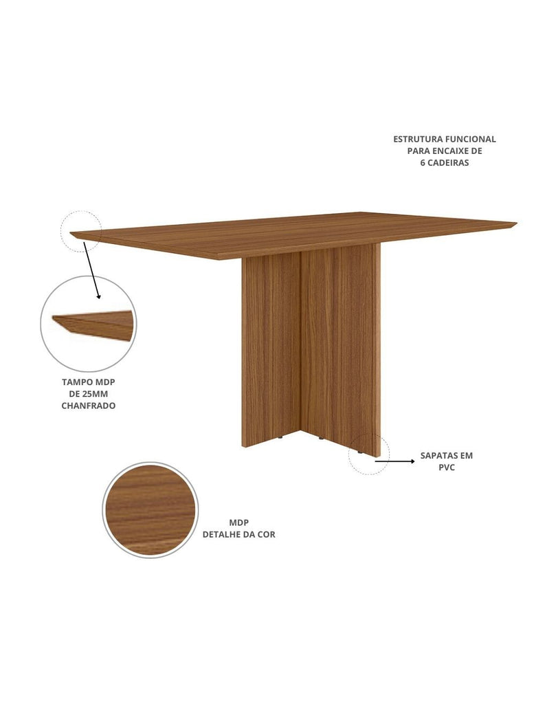 Mesa de Jantar Retangular 160cm Helo Poliman Móveis