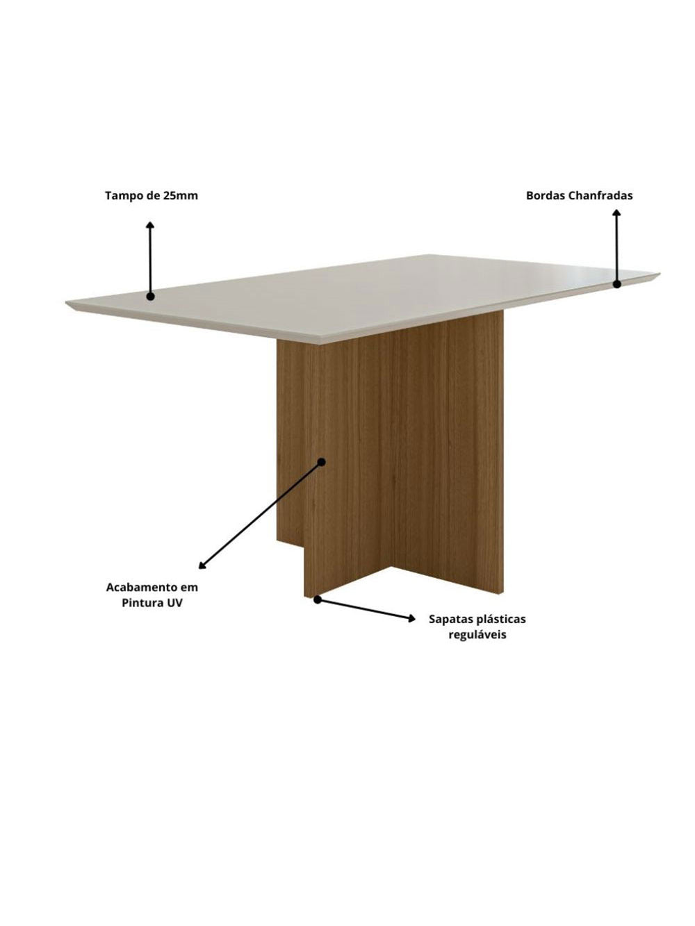 Mesa de Jantar Retangular 160cm Helo Poliman Móveis