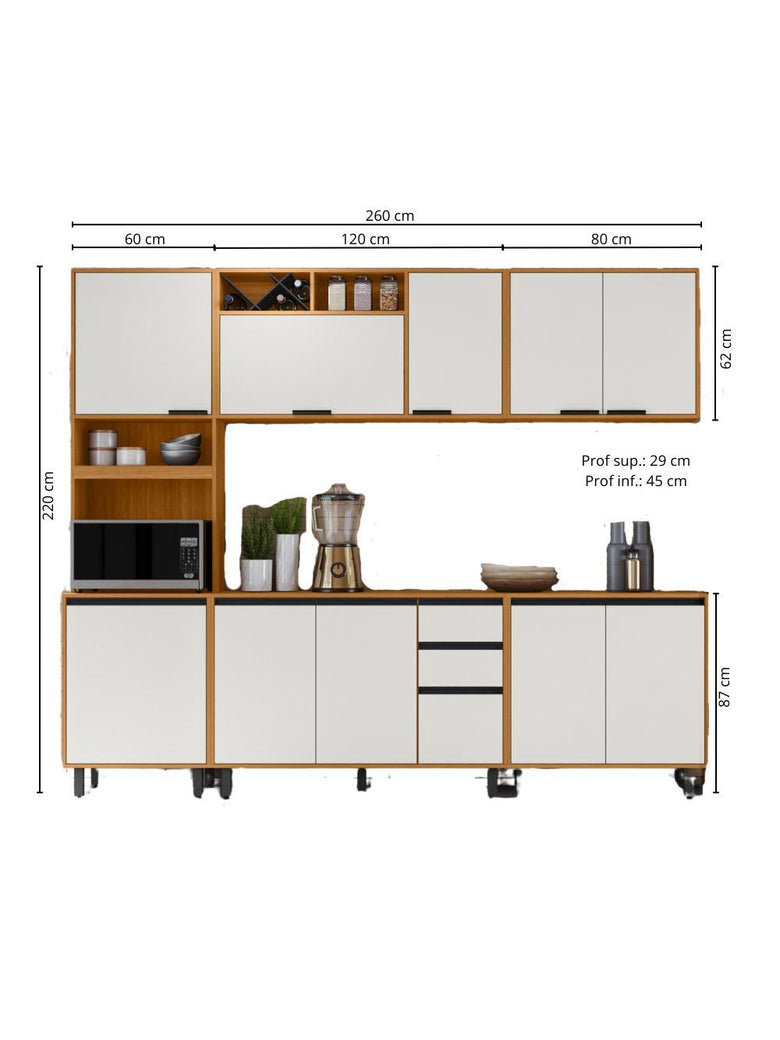 Cozinha Modulada Ravena 5 peças 11 Portas com Paneleiro Duplo Poliman Móveis