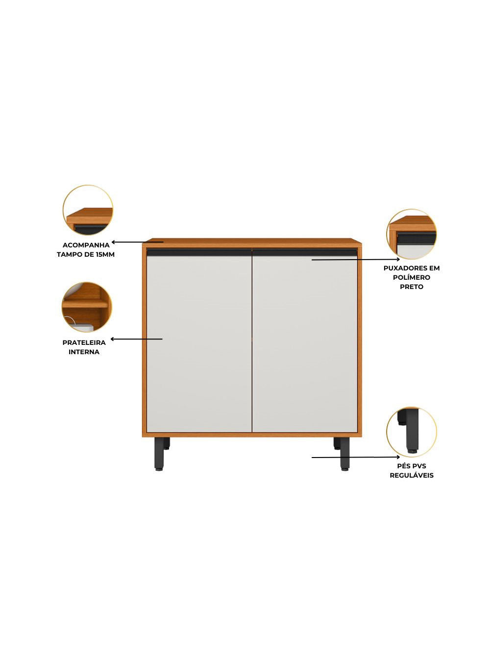 Cozinha Modulada Ravena 5 peças 11 Portas com Paneleiro Duplo Poliman Móveis