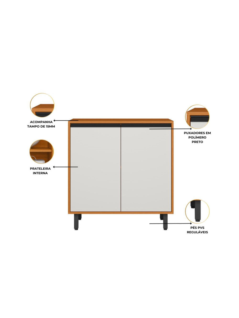 Cozinha Modulada Ravena 3 Peças 5 Portas Poliman Móveis
