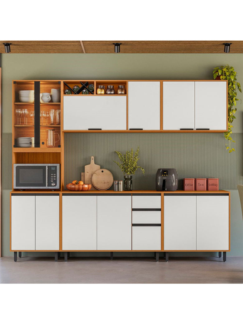 Cozinha Modulada Ravena 5 peças 11 Portas com Cristaleira Poliman Móveis