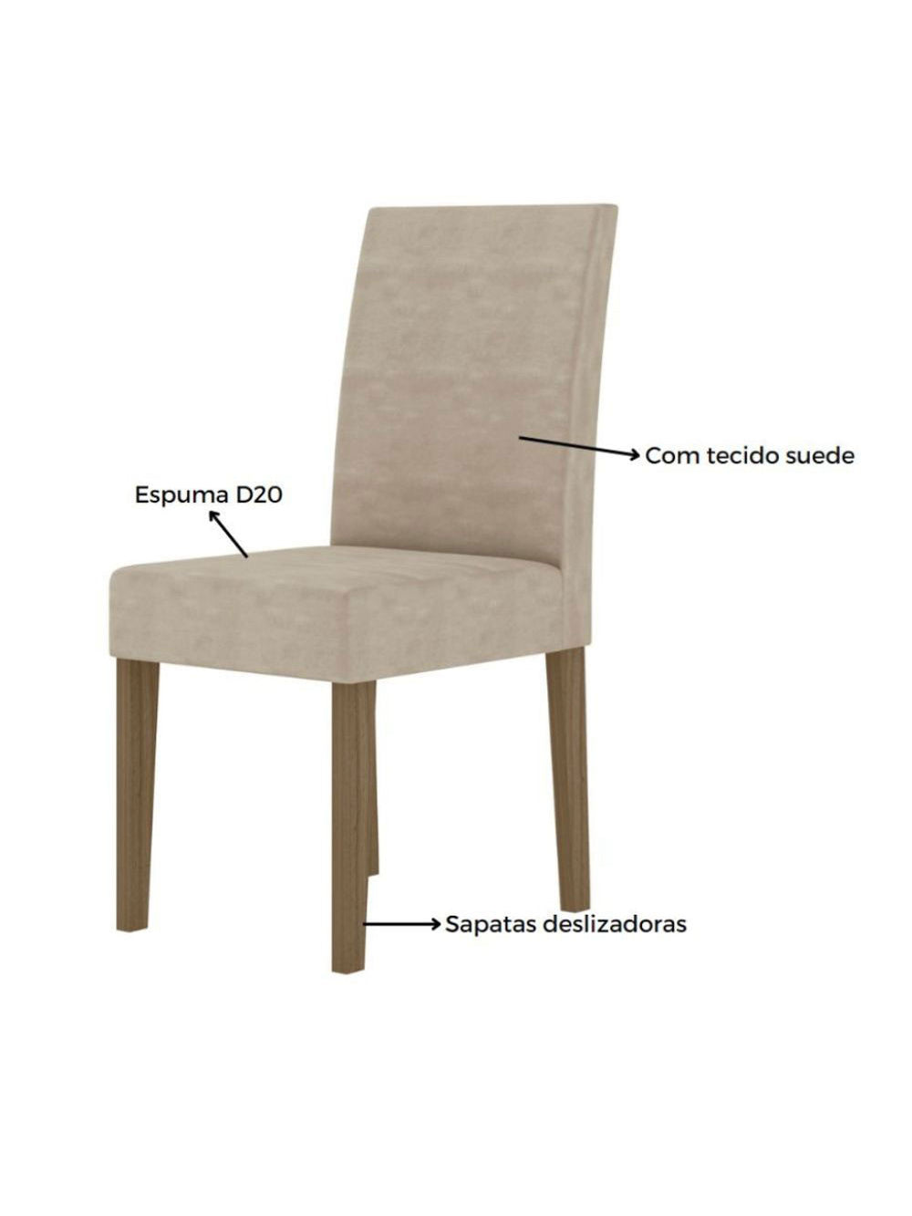 Conjunto Sala de Jantar Retangular Mesa Helo 120cm e 04 Cadeiras Josi Poliman Móveis