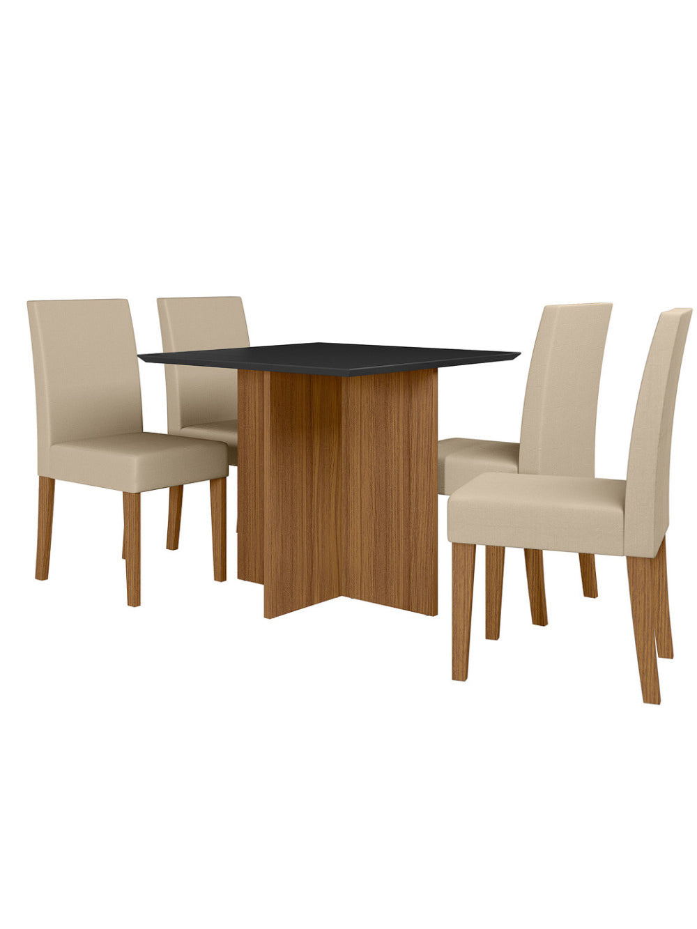 Sala de Jantar Helo 90x90 Com Vidro 4L Cadeiras Josi Poliman Móveis